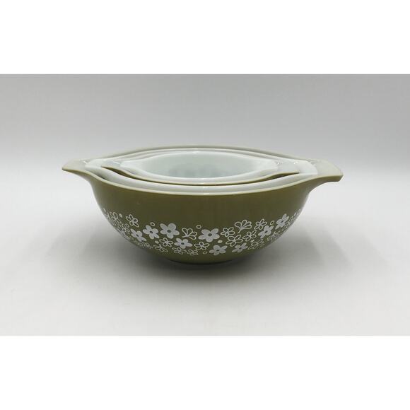 Set of 4Pyrex Green Spring Blossom Nesting Mixing Bowl Set 441 442 443 444 EUC - Picture 9 of 9